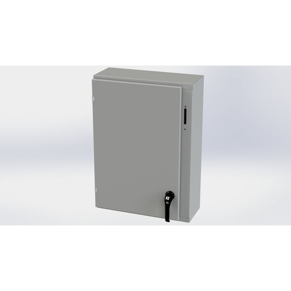 2 Point Latch with Padlock Handle Electrical Enclosures, 30 in H, 8 in D, 21.38 in W, Carbon Steel